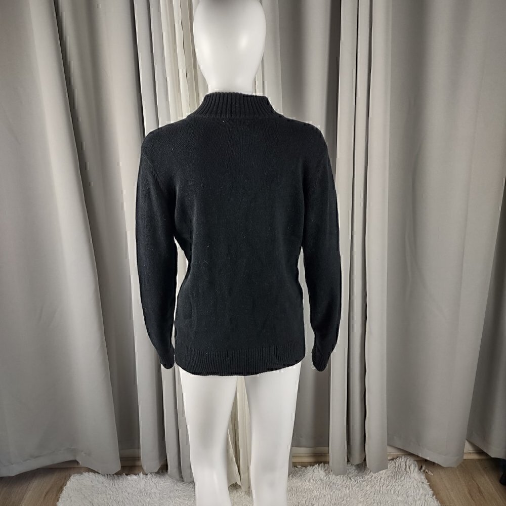 Charter Club Women's Cotton Blend No Pocket Full Zip Black Sweater Size Large - Picture 3 of 12